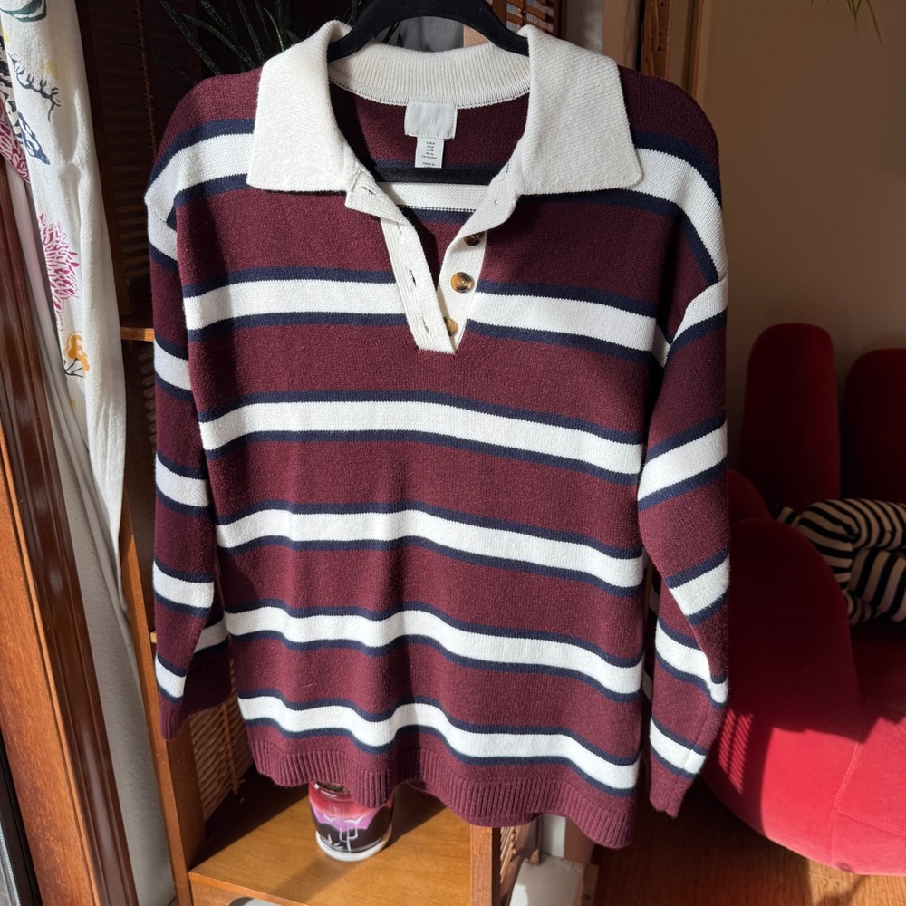 H&M Striped Rugby Polo Sweater, size M